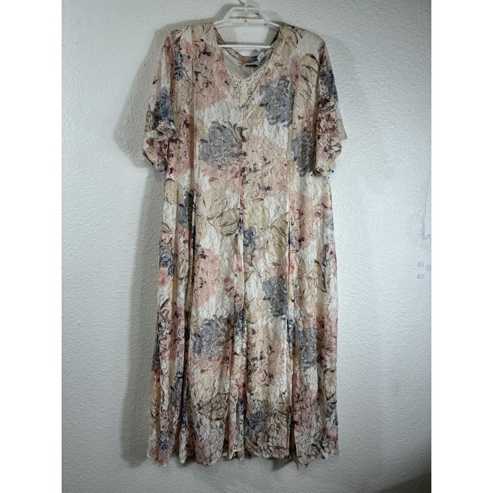 Vintage Starina Dress Womens 3XL Pastel Floral‎ Lace Whimsigoth Fairy Boho 90s